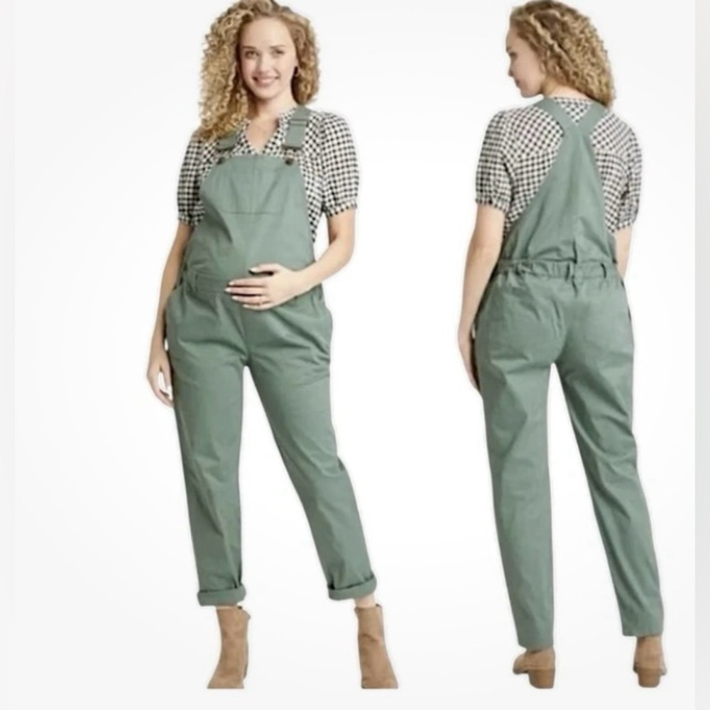 NWT THE NINES BY HATCH JEANS Green Denim Overalls